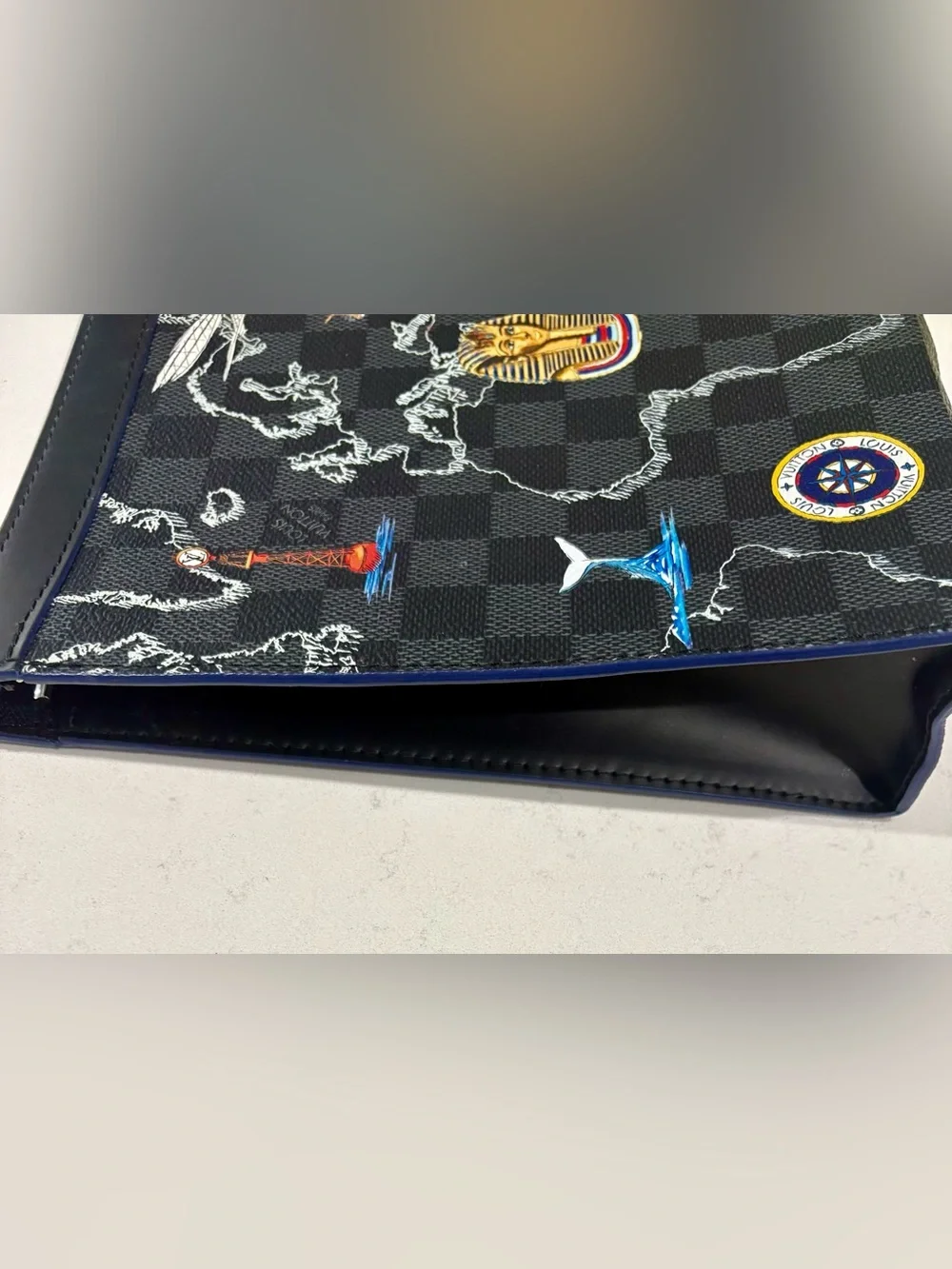 Authentic Louis Vuitton Pochette Voyage MM Renaissance Map N40205 Ltd Ed Clutch
